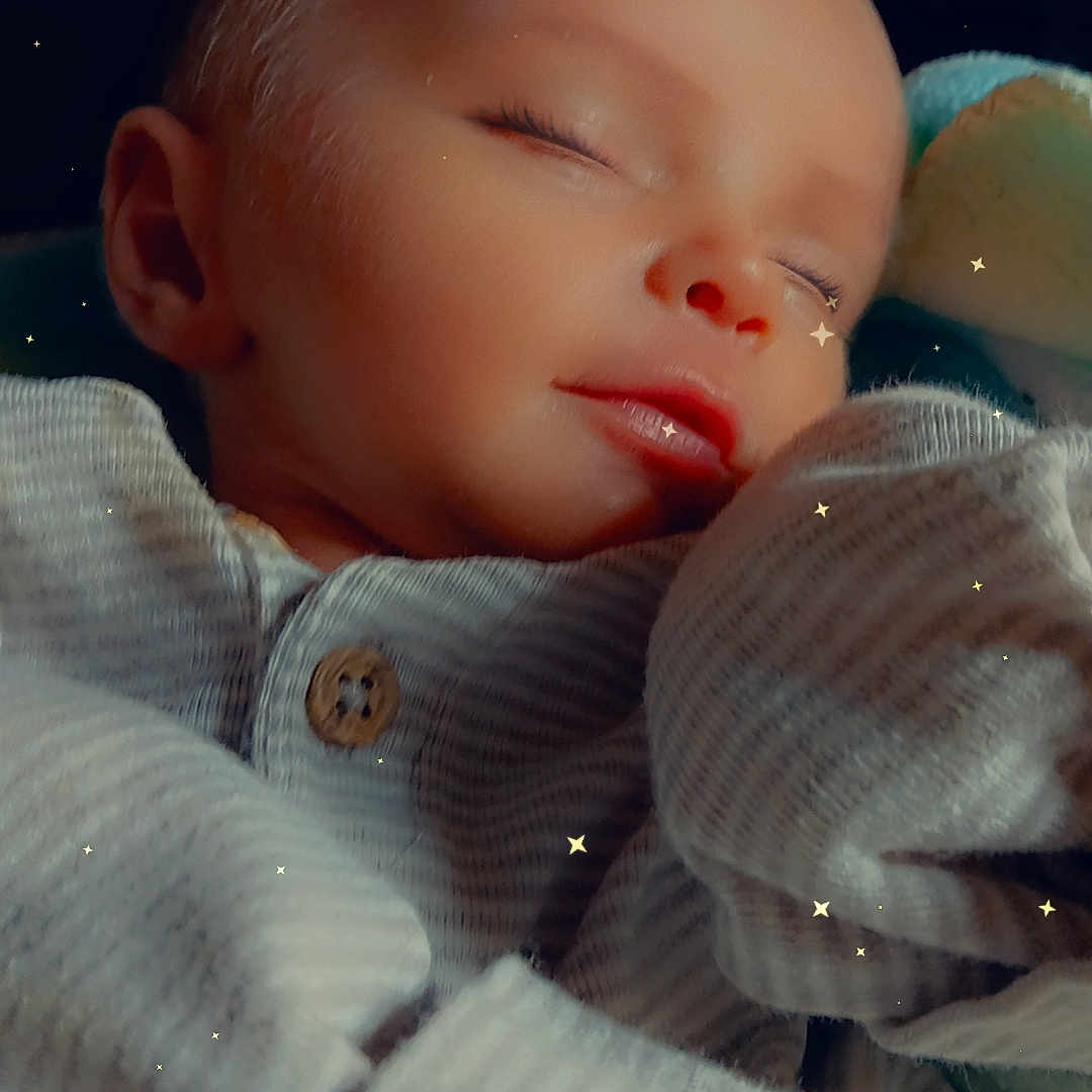 Aurora Grace joined the competition — help win amazing prizes! baby, bedtime, blanket, button, close_up, cozy, cute, dreamy, eyelashes, face, infant, nap, newborn, onesie, peaceful, portrait, sleeping, soft_texture, star_overlay, striped_clothing