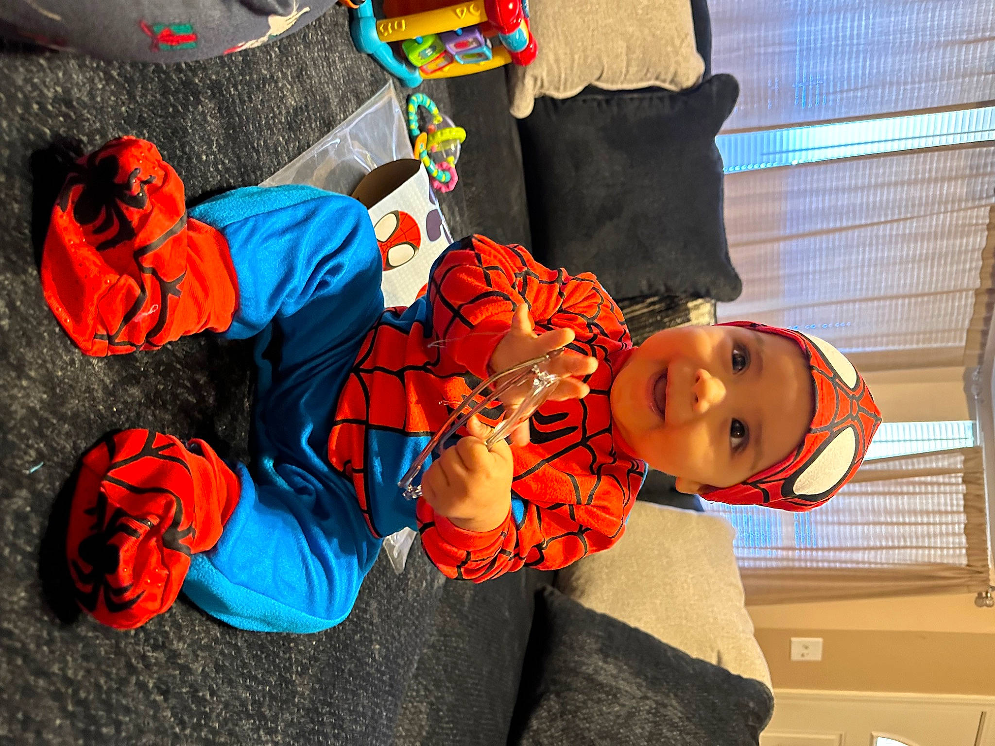 Andy joined the competition — help win amazing prizes! baby, baby_products, baby_toddler_clothing, carmine, child, costume, electric_blue, fictional_character, fun, happy, hat, headwear, joy, leisure, orange, person, personal_protective_equipment, red, sleeve, smile