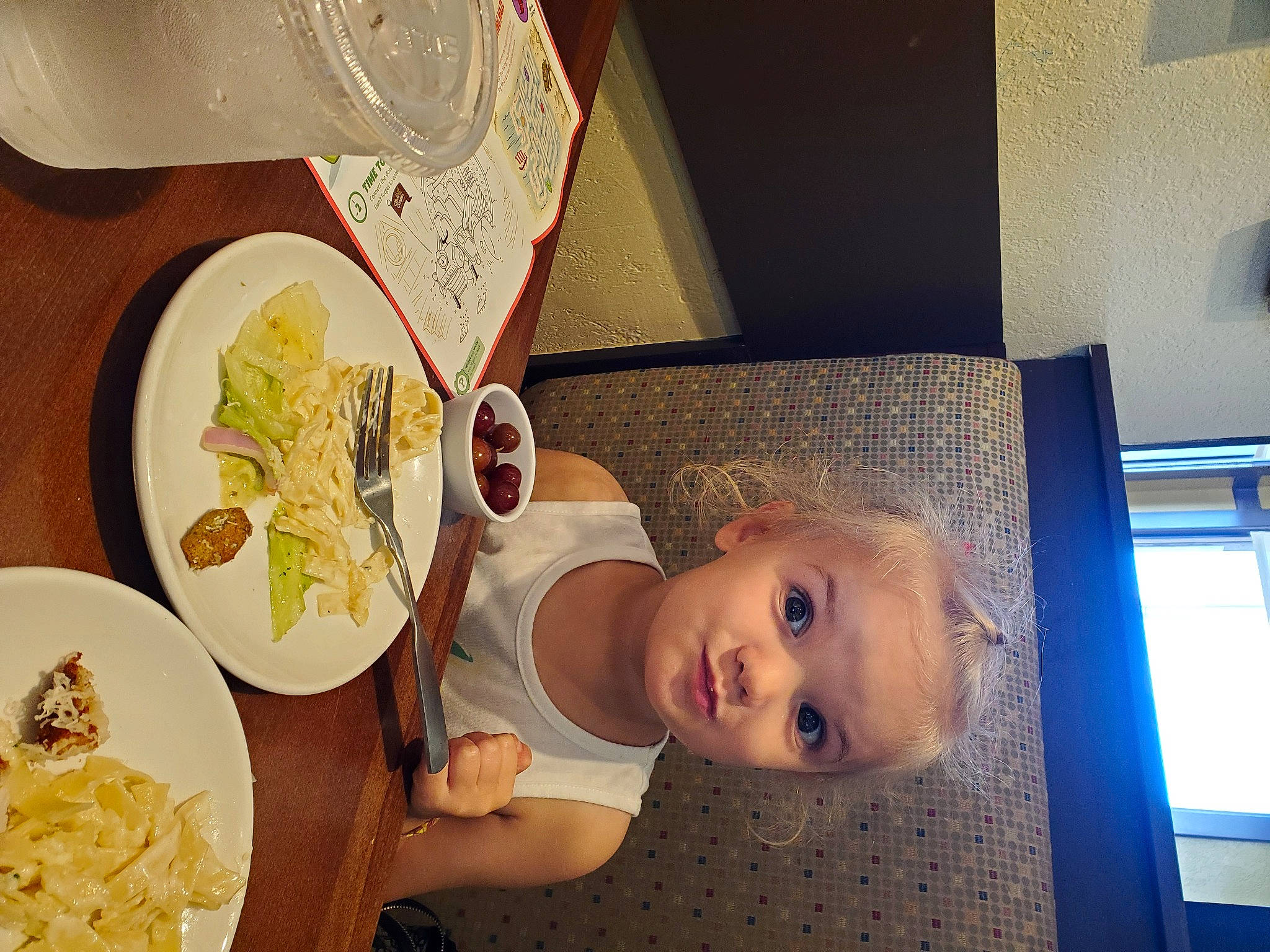 Madlynn is registered to the contest to win money with this photo: bowl, chair, comfort_food, cuisine, dish, dishware, fast_food, food, food_craving, fork, ingredient, junk_food, person, plate, platter, recipe, staple_food, table, tableware, toddler