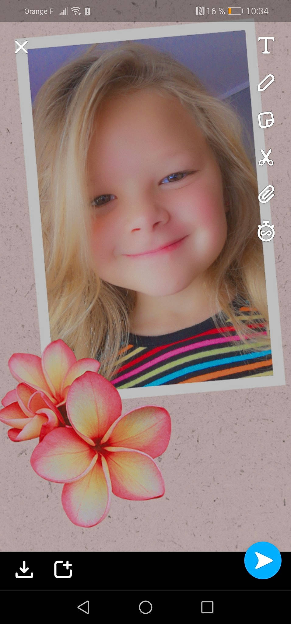 Flora participe au concours pour gagner de l'argent avec cette photo : art, beauty, cheek, child, eyelash, flower, flowering_plant, frangipani, happy, joy, lip, material_property, pattern, peach, person, petal, pink, plant, smile, toddler