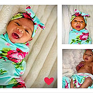 Nevaeh joined the competition — help win amazing prizes! art, baby, bed, bodypart, bonnet, clothing, collage, crib, face, finger, furniture, hand, hat, head, infantbed, newborn, person, photography, portrait, shorts