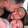 Gaspard participe au concours pour gagner de l'argent avec cette photo : family, baby, man, woman, kiss, tattoo, bed, closeup, face, skin, expression, love, affection, portrait, indoor, people, toddler, casual, rest, intimate