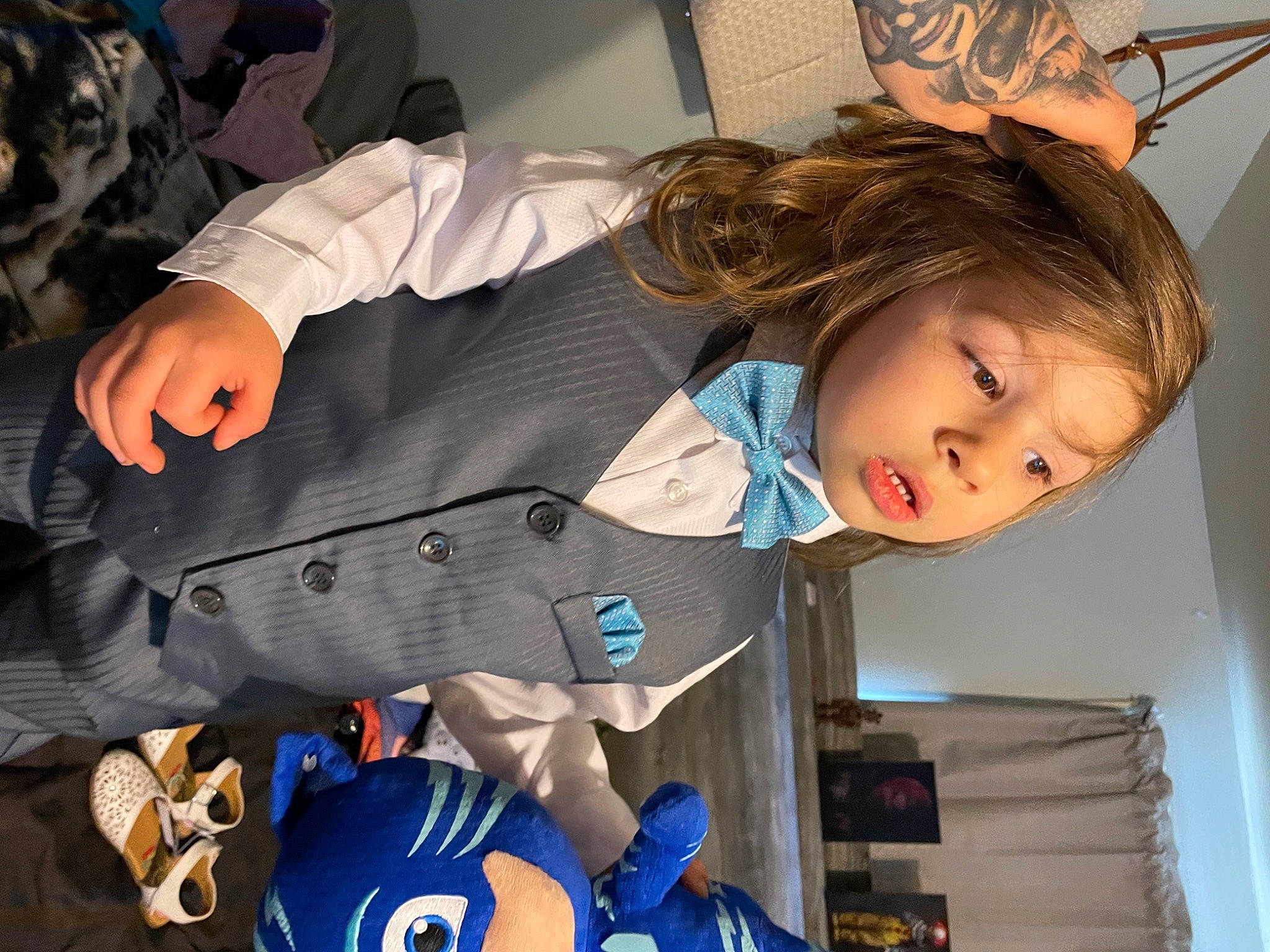 Joshua joined the competition — help win amazing prizes! child, comfort, cool, electric_blue, eye, fashion, fun, gesture, happy, human_body, mouth, organ, person, room, sitting, sleeve, snapshot, tie, toddler, uniform