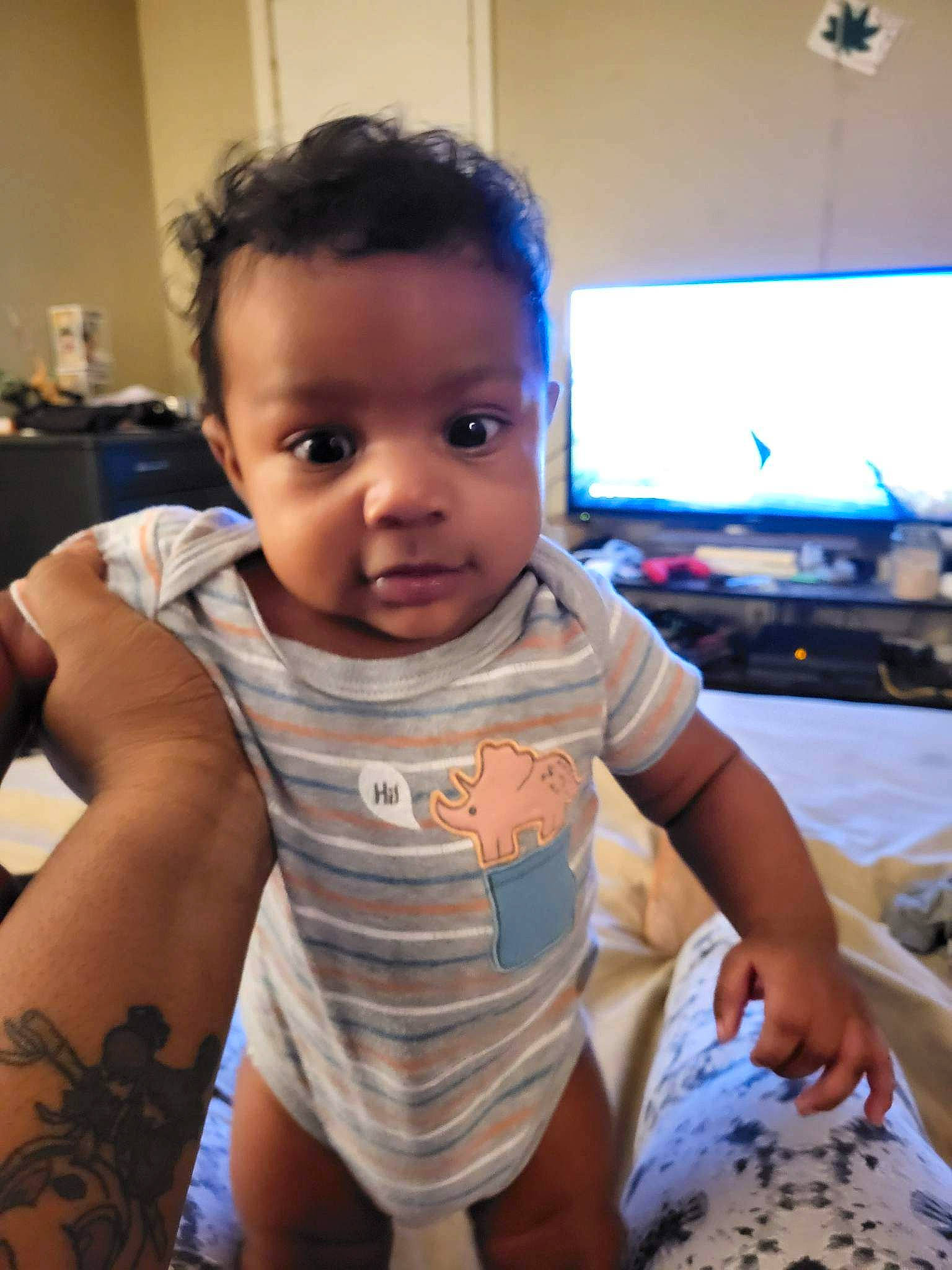 Ronald joined the competition — help win amazing prizes! baby, baby_toddler_clothing, cheek, chest, chin, eye, finger, hair, hairstyle, happy, human_body, iris, joint, mouth, muscle, person, skin, sleeve, standing, toddler