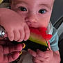 Melyo a rejoint le concours — aidez-le/la à gagner de superbes lots ! baby, child, watermelon, food, fruit, hand, eating, cute, closeup, person, skin, face, small_hands, bib, summer, snack, fresh, red, green, mouth
