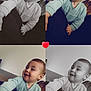 Melyo participe au concours pour gagner de l'argent avec cette photo : toddler, child, baby, sweater, indoor, portrait, collage, black_and_white, color, smiling, happy, cute, person, face, hand, reaching, heart_emoji, couch, blanket, casual_clothing