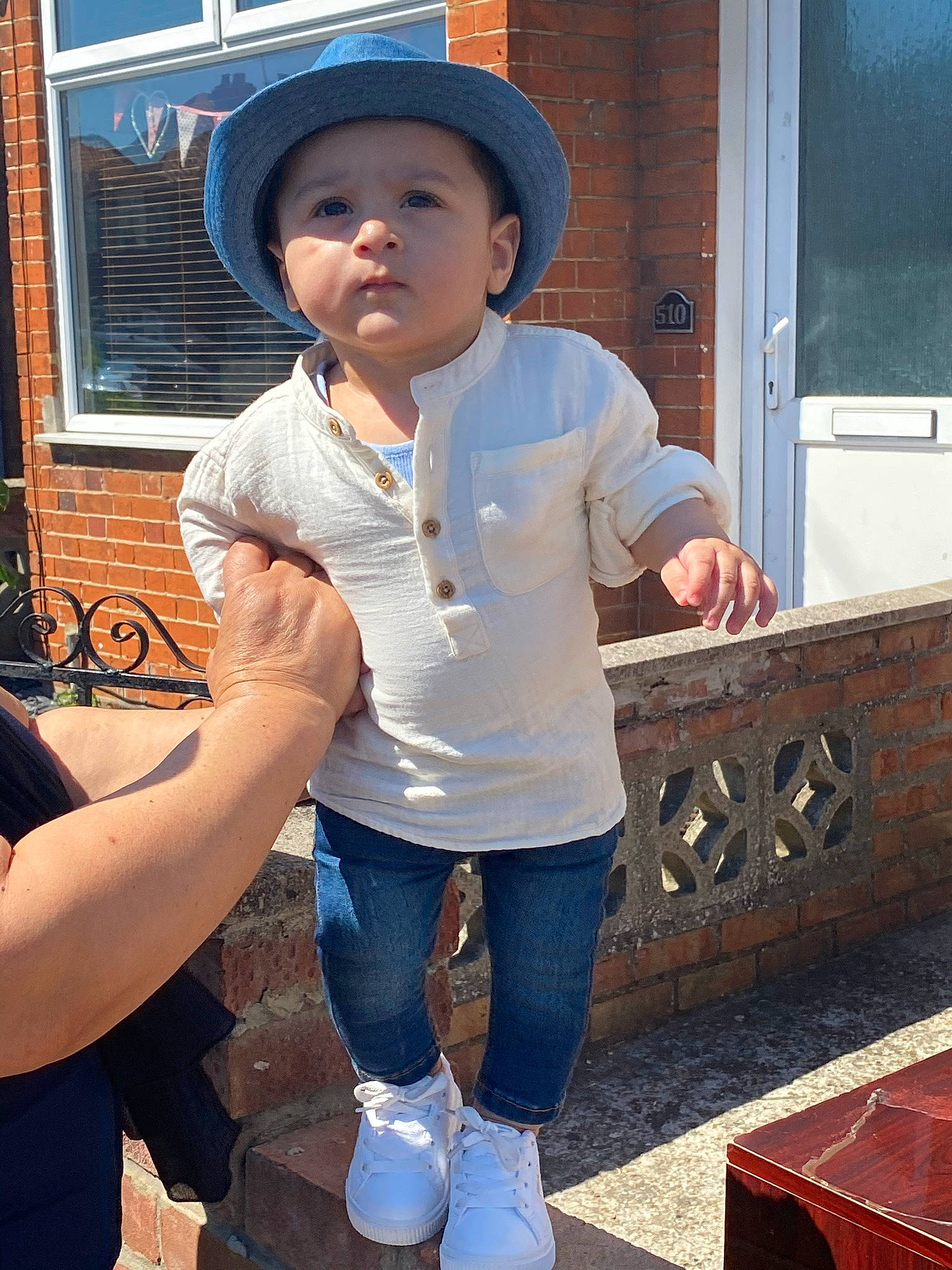 Andrei joined the competition — help win amazing prizes! cap, child, cool, eye, finger, gesture, happy, hat, headwear, knee, leg, leisure, person, shoulder, sleeve, standing, street_fashion, sun_hat, thigh, trunk