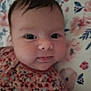 Lilith joined the competition — help win amazing prizes! baby, infant, face, eyes, smile, floral_pattern, blanket, clothing, closeup, cute, child, portrait, lying_down, young, skin, head, hair, indoors, soft, peaceful