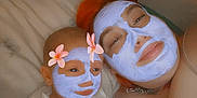 Kayden joined the competition — help win amazing prizes! adult, baby, bed, close_up, cute, face, face_mask, filter, flower_filter, head, indoors, lying_down, parent_and_child, person, portrait, relaxing, selfie, skin_care, skin_treatment, smiling
