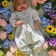 Nuzairah joined the competition — help win amazing prizes! baby, flower_crown, flowers, infant, smiling, cute, outdoor, nature, headband, floral, greenery, portrait, child, colorful, happy, baby_clothes, lying_down, soft_light, garden, peaceful