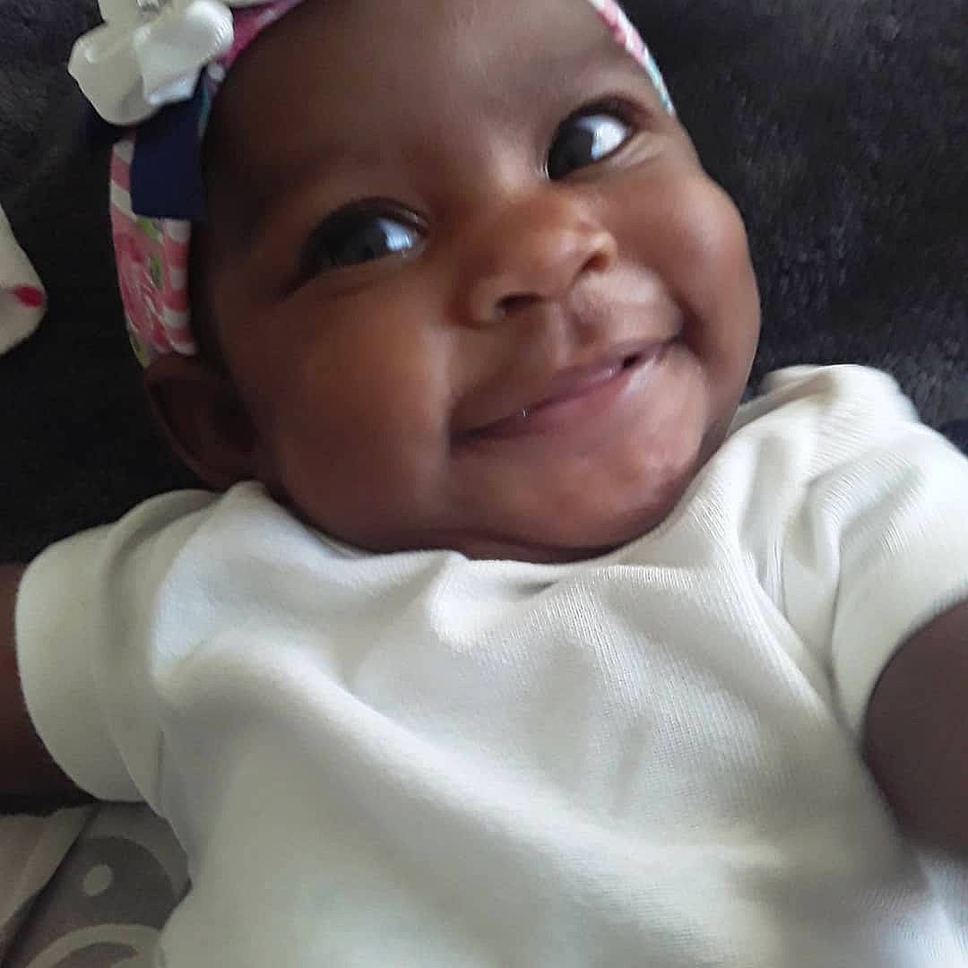 Ty'Onna joined the competition — help win amazing prizes! baby, baby_making_funny_faces, cheek, child, chin, ear, eye, eyebrow, face, facial_expression, forehead, happy, head, lip, mouth, nose, person, skin, smile, toddler