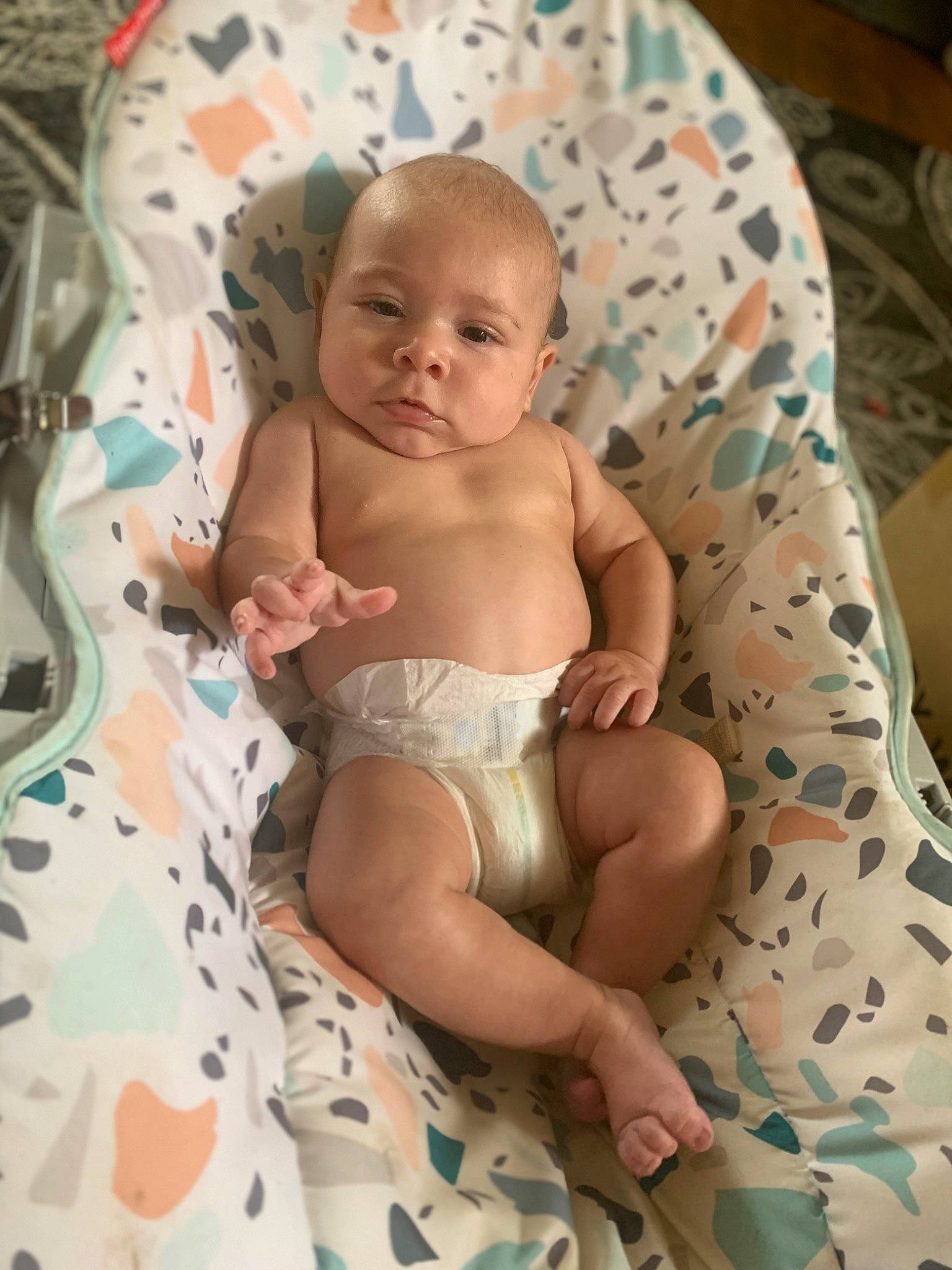 Graysen joined the competition — help win amazing prizes! arm, baby, cheek, chest, child, comfort, eye, finger, hand, head, human_body, iris, leg, mammal, mouth, person, product, skin, stomach, textile