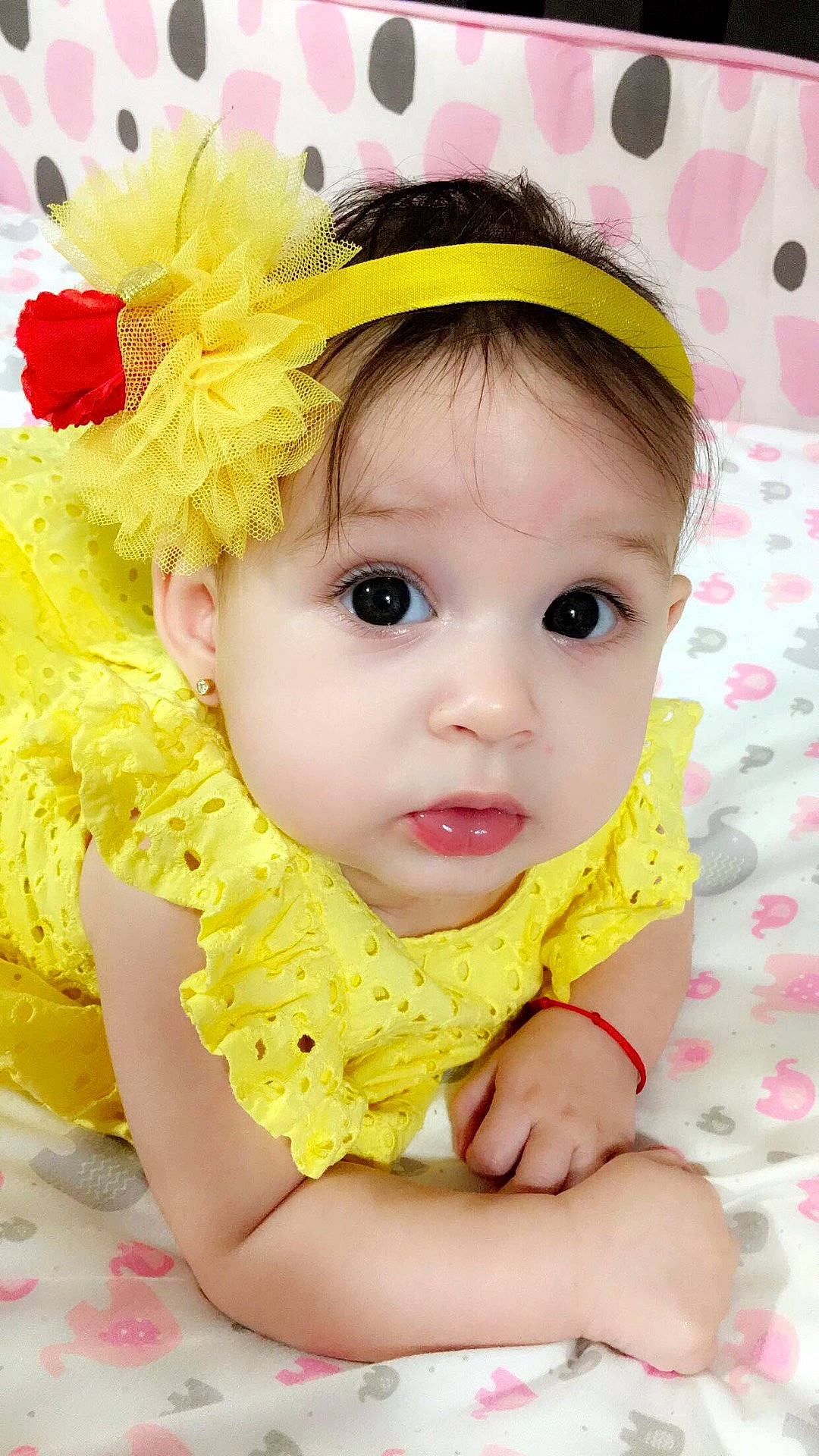 Maria Mía joined the competition — help win amazing prizes! cheek, child, child_model, flower, girl, hair_accessory, happiness, human_hair_color, infant, iris, nose, person, petal, pink, skin, smile, toddler, yellow