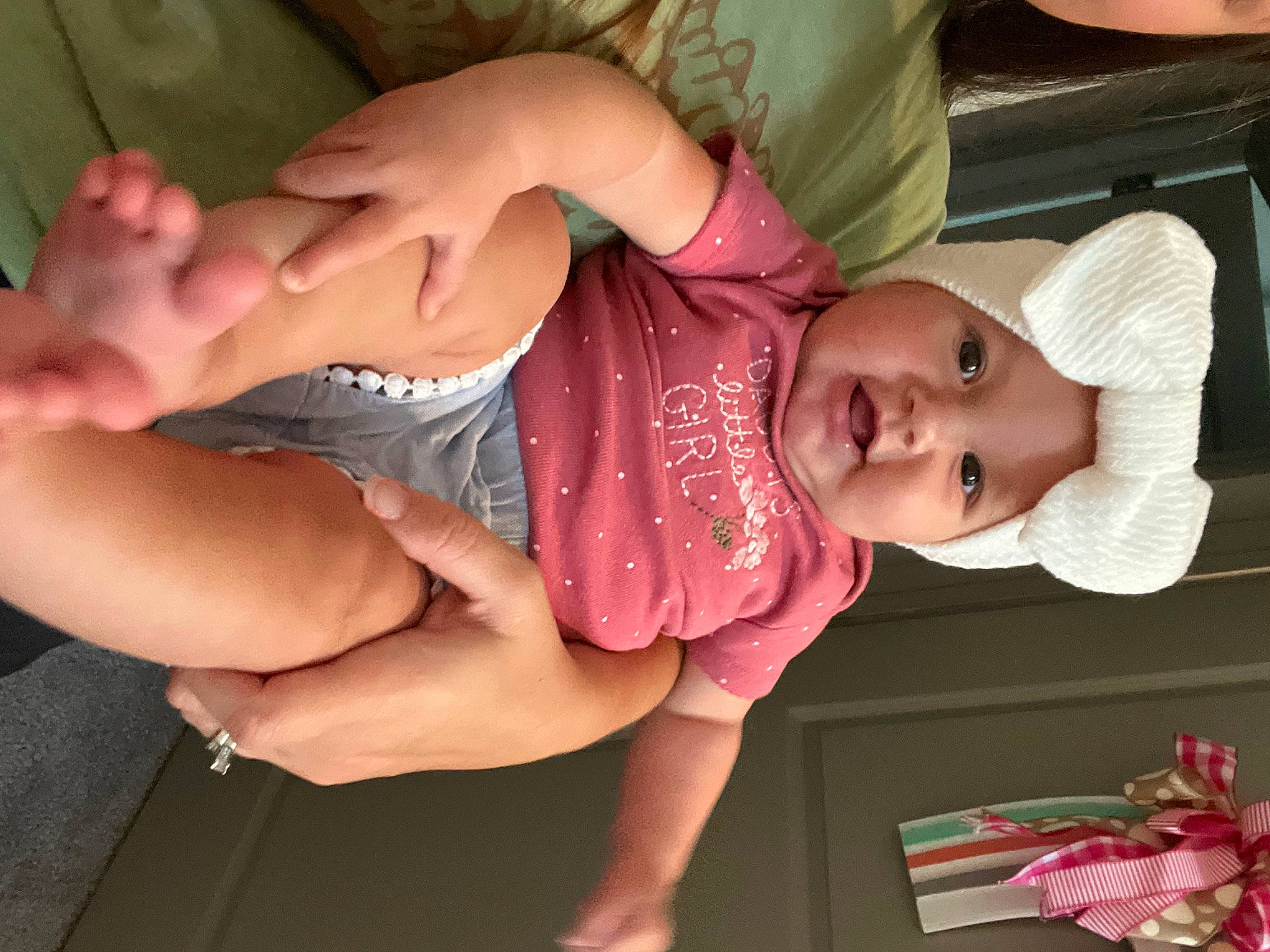 Eleanor joined the competition — help win amazing prizes! baby, baby_toddler_clothing, cheek, chest, comfort, finger, gesture, hand, happy, head, headwear, interaction, joint, mouth, neck, nose, person, pink, skin, stomach