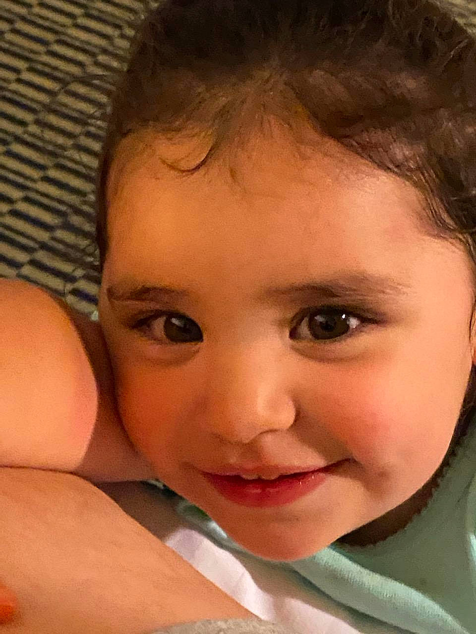 Aubriella is registered to the contest to win money with this photo: baby, baby_toddler_clothing, cheek, child, chin, close_up, eyebrow, eyelash, forehead, iris, joy, lip, mouth, nose, organ, person, portrait, portrait_photography, skin, toddler