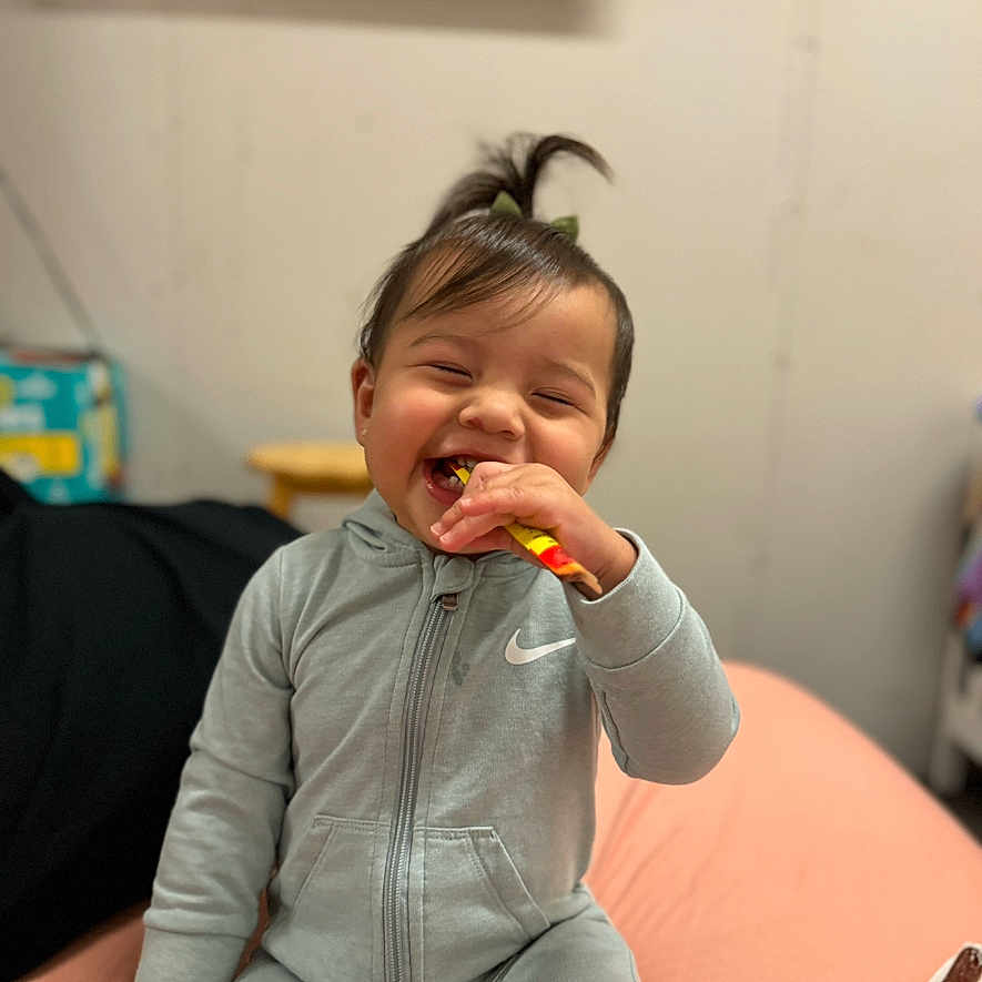 Zeralyn joined the competition — help win amazing prizes! baby, bodypart, brush, computerhardware, couch, device, electronics, face, finger, furniture, hand, happy, hardware, head, monitor, mouth, person, screen, tool, toothbrush