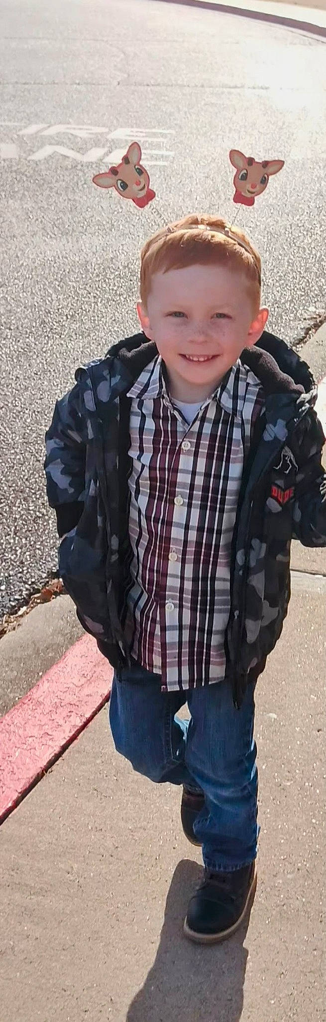 Cecilia joined the competition — help win amazing prizes! button, collar, denim, dress_shirt, electric_blue, fashion_accessory, joy, outerwear, pattern, person, plaid, plant, sleeve, smile, standing, t_shirt, tartan, textile, toddler, top