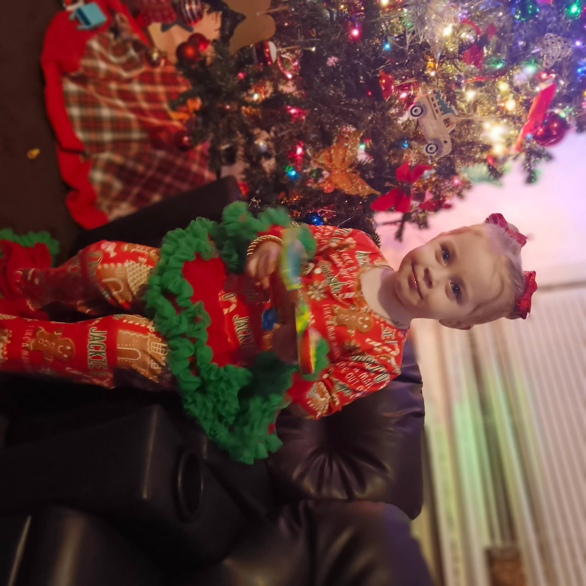 Cecilia is registered to the contest to win money with this photo: christmas, christmas_decoration, christmas_eve, christmas_ornament, christmas_tree, conifer, event, fun, happy, holiday, holiday_ornament, interior_design, lap, ornament, pattern, person, plant, room, toddler, tradition