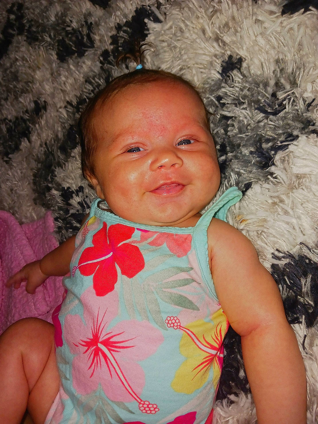 Presleigh is registered to the contest to win money with this photo: baby, baby_toddler_clothing, cheek, child, eye, facial_expression, fun, happy, iris, lip, nose, organ, people, people_in_nature, person, pink, skin, smile, textile, toddler