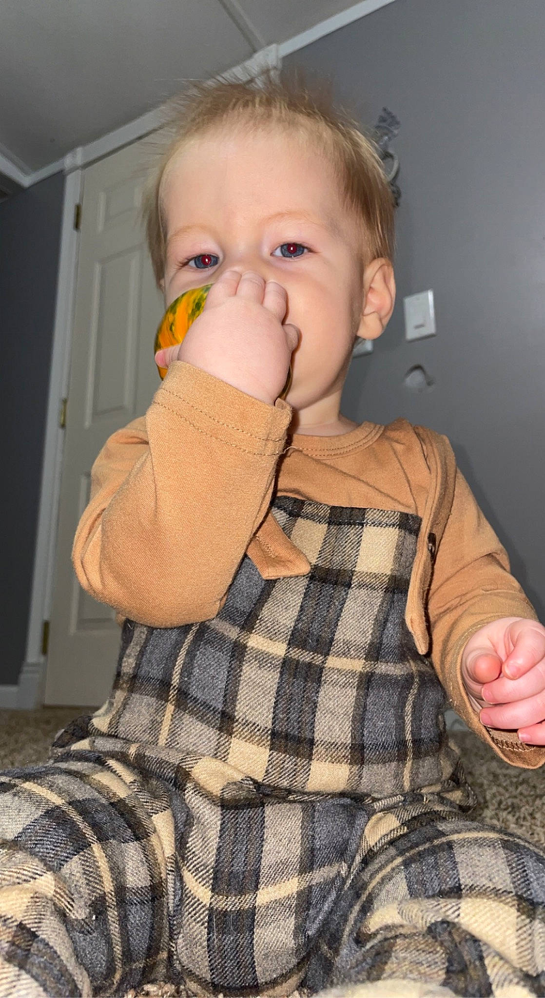 Kye joined the competition — help win amazing prizes! baby, baby_products, baby_toddler_clothing, cheek, clothing, dress_shirt, drinking, drinkware, eyelash, finger, gesture, hand, nail, nose, pattern, person, plaid, sleeve, tartan, thumb