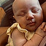 Arabella joined the competition — help win amazing prizes! baby, sleeping, infant, arm, couch, yellow_outfit, peaceful, skin, person, closeup, indoors, rest, comfort, soft_fabric, hand, portrait, relaxation, child, newborn, cute
