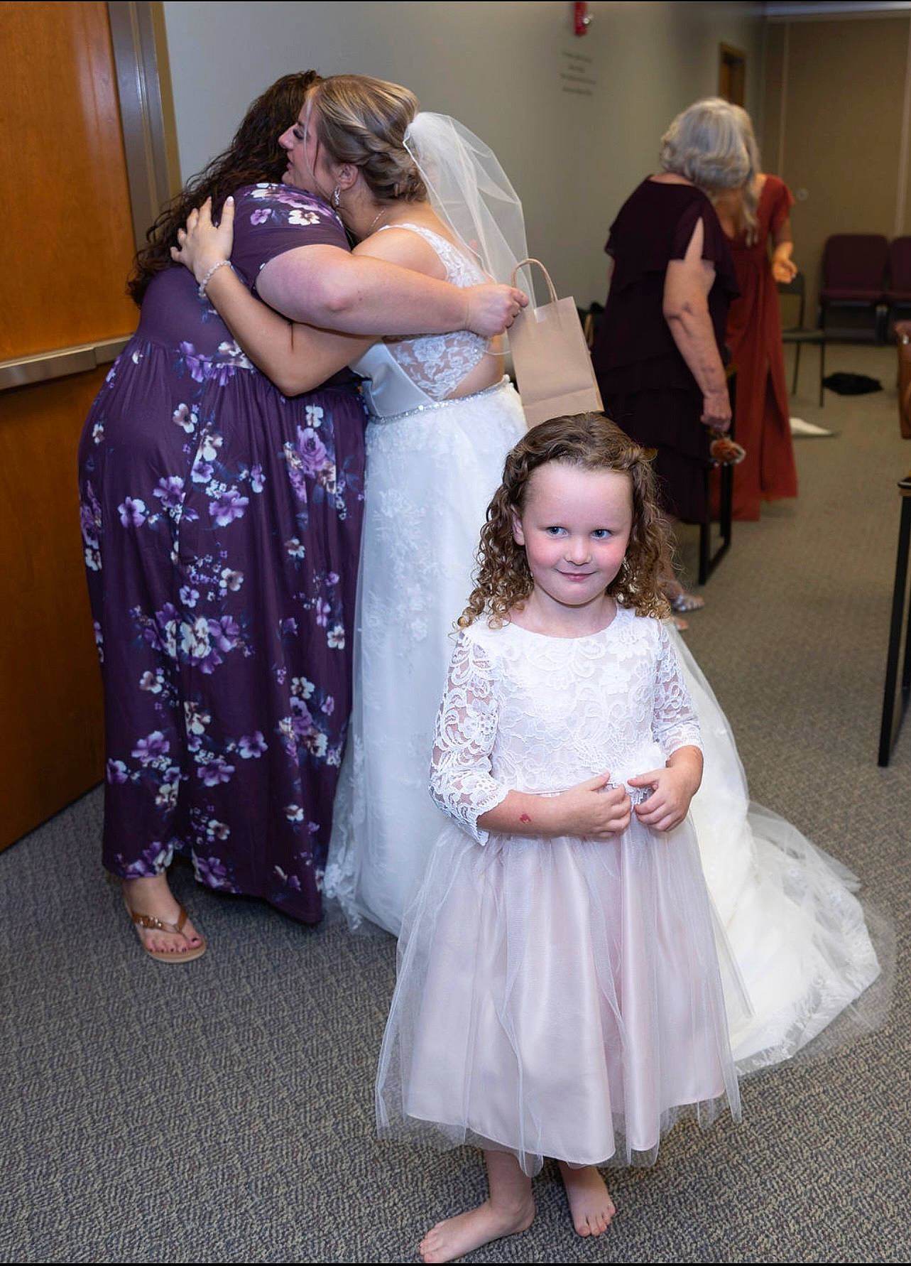 Lyla joined the competition — help win amazing prizes! bridal_accessory, bridal_clothing, bridal_party_dress, child, dress, embellishment, event, fashion_design, flooring, formal_wear, fun, gesture, gown, happy, joy, person, pink, purple, standing, toddler