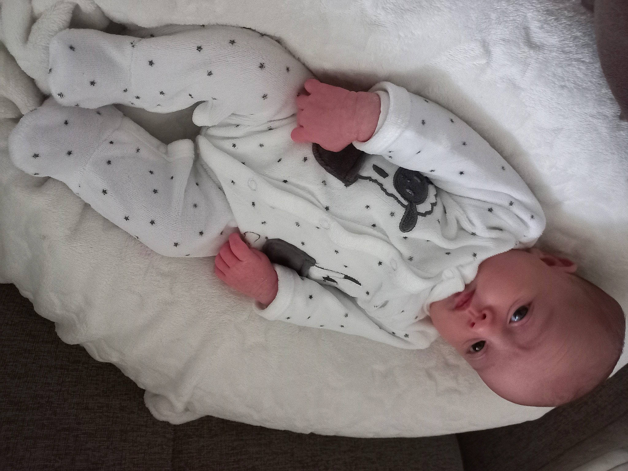 Elia participe au concours pour gagner de l'argent avec cette photo : baby, baby_products, baby_safety, baby_sleeping, baby_toddler_clothing, bed, bedding, carmine, child, comfort, facial_expression, hand, linens, pattern, person, room, sitting, skin, sleeve, toddler