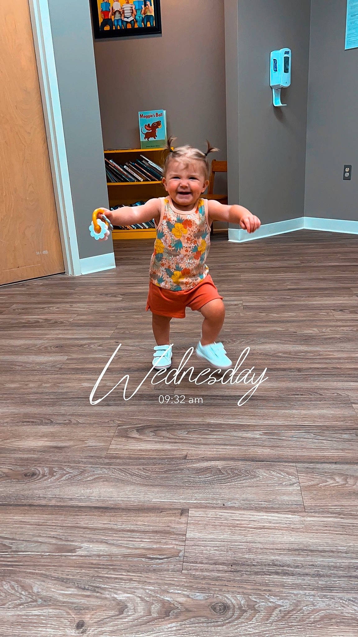 Mylee joined the competition — help win amazing prizes! art, baby_toddler_clothing, child, door, eye, floor, flooring, fun, happy, hardwood, human_leg, joy, laminate_flooring, person, room, smile, t_shirt, toddler, varnish, wood