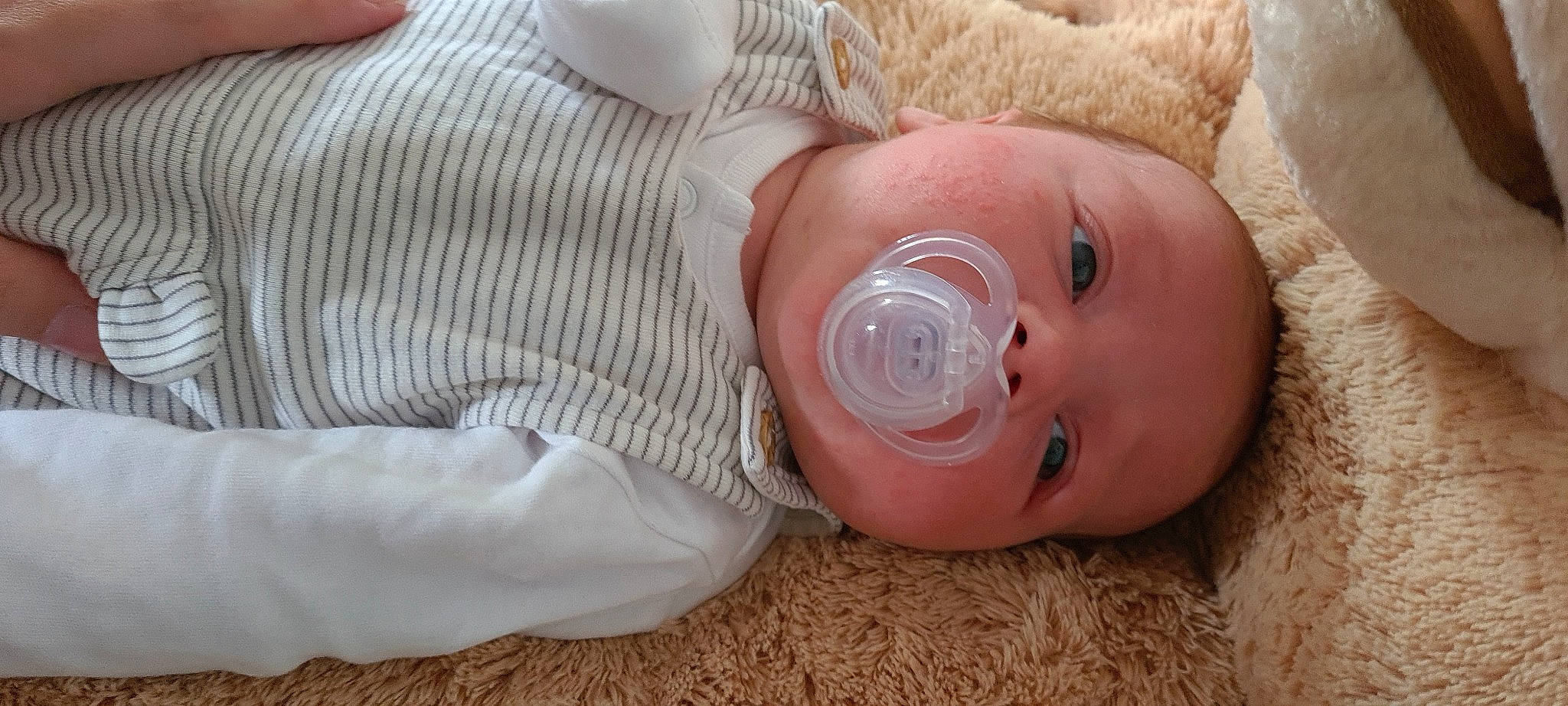 Reyn is registered to the contest to win money with this photo: baby, baby_products, baby_toddler_clothing, cap, cheek, child, comfort, ear, eyelash, finger, fur, hat, iris, linens, nail, nose, peach, person, skin, toddler