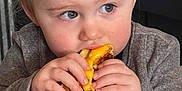 Ada joined the competition — help win amazing prizes! baby, biting, bread, eating, face, food, head, person