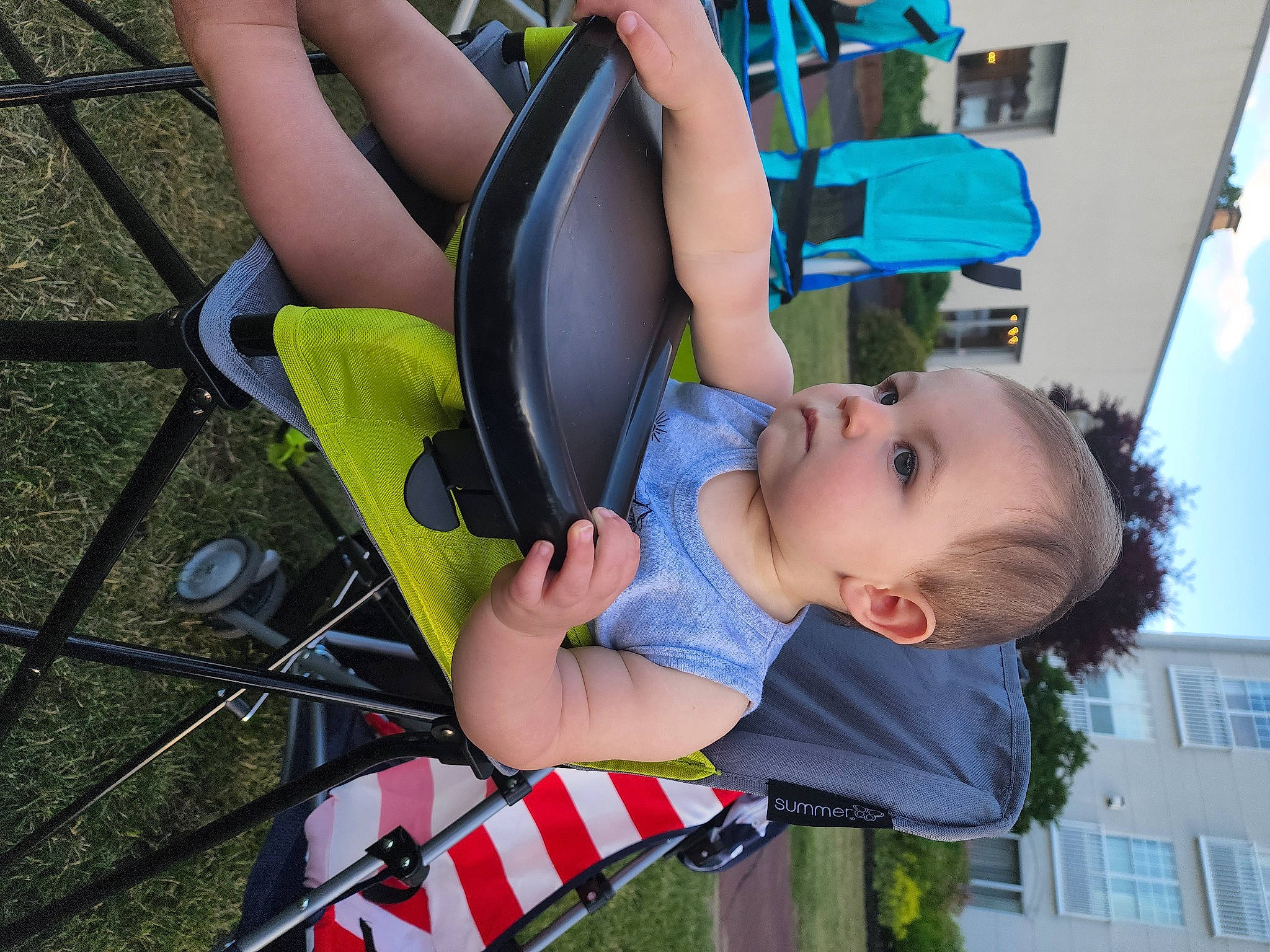 Jackson joined the competition — help win amazing prizes! baby, baby_carriage, baby_products, baby_toddler_clothing, chair, child, cloud, electric_blue, fun, grass, green, happy, leisure, person, recreation, sky, thigh, toddler, vacation, window