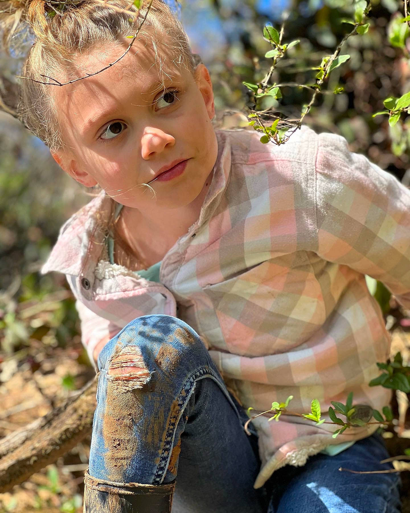 Layla joined the competition — help win amazing prizes! beauty, botany, brown_hair, child, dress, eye, face, fawn, grass, happy, head, lip, people_in_nature, person, skin, summer, sunlight, tartan, toddler, toy
