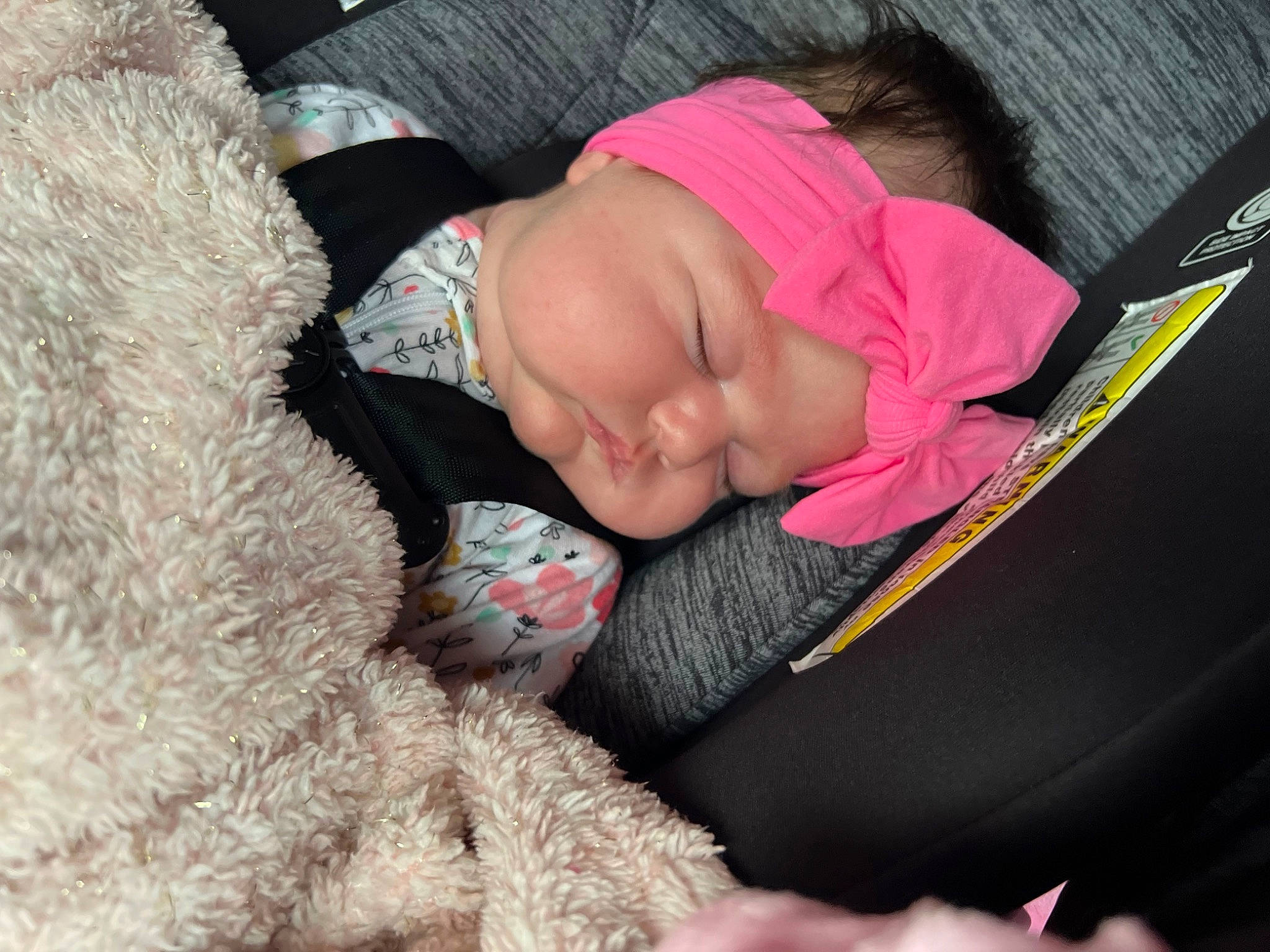 Kinleigh is registered to the contest to win money with this photo: baby, baby_carriage, baby_products, child, comfort, fashion_accessory, fur, grass, headwear, human_body, linens, nap, person, pink, stuffed_toy, textile, toddler, toy, tree, vertebrate