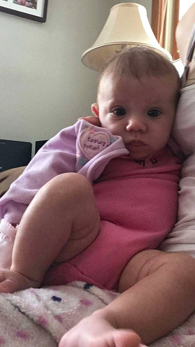 Julia May-belle Petrakis joined the competition — help win amazing prizes! baby, cheek, child, headgear, leg, person, pink, sitting, skin, smile, toddler