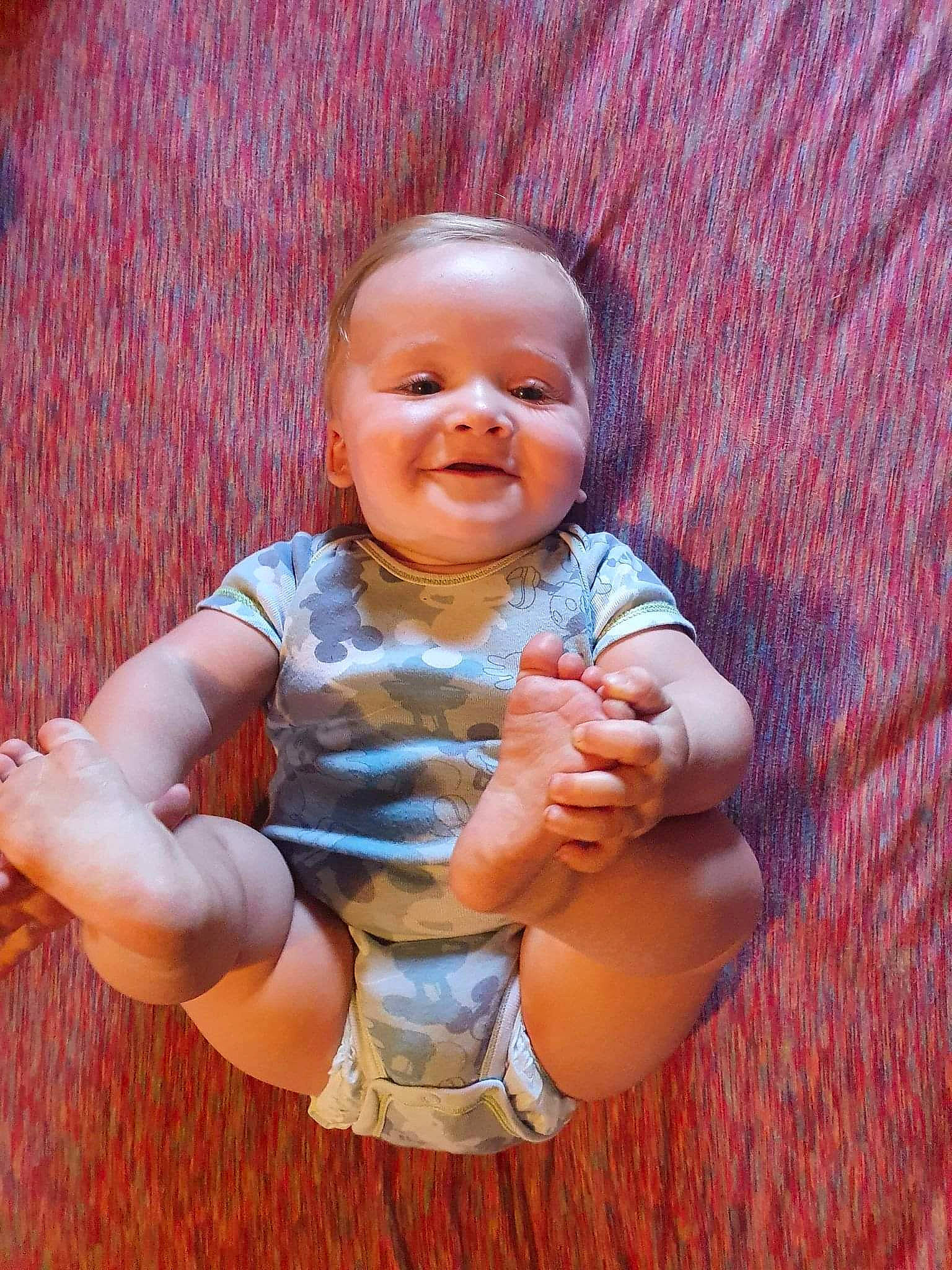 Wyatt joined the competition — help win amazing prizes! baby, baby_toddler_clothing, cheek, eye, finger, gesture, happy, human_body, lip, mouth, nose, person, pink, product, skin, sleeve, smile, standing, stomach, thumb