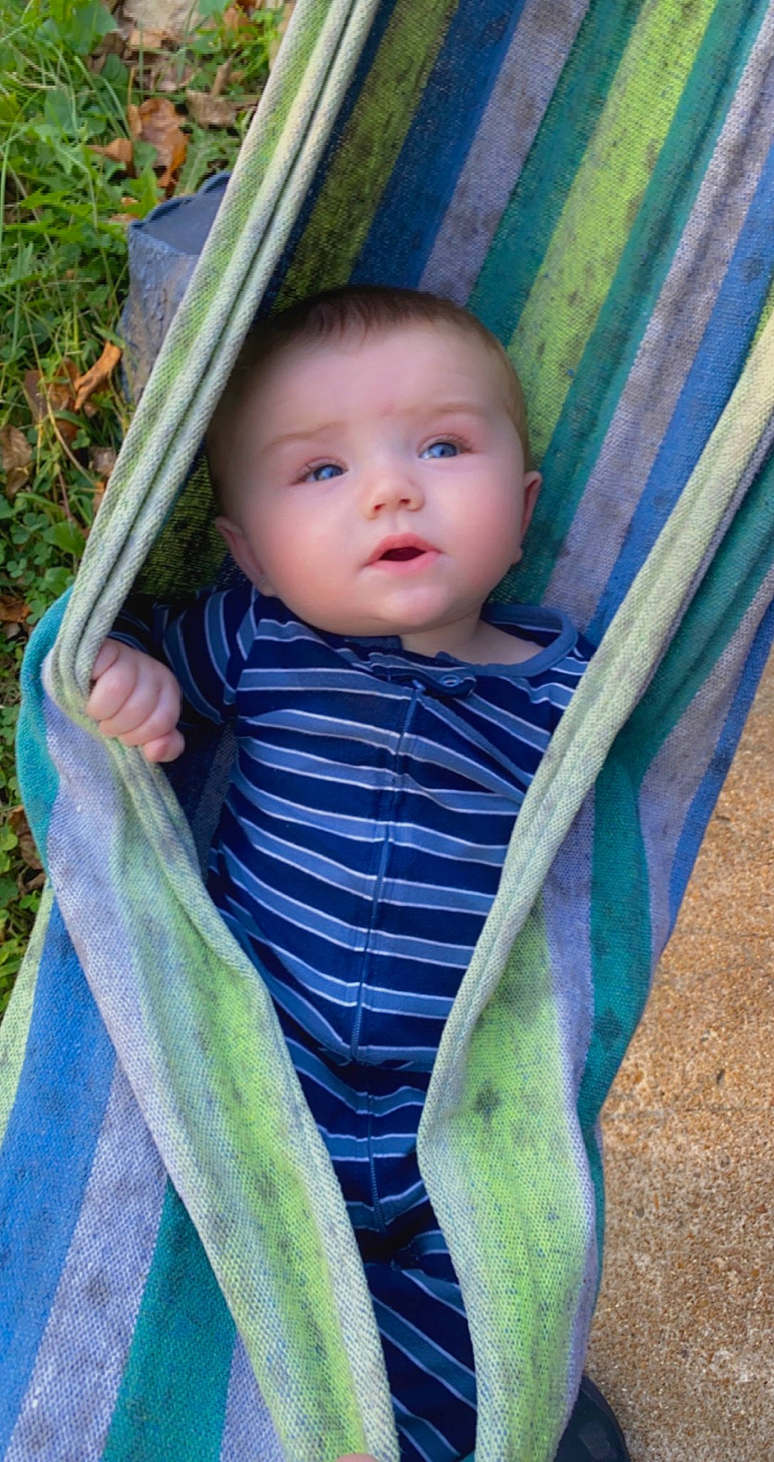 Caspian joined the competition — help win amazing prizes! baby, baby_products, baby_toddler_clothing, cheek, child, electric_blue, eye, grass, hand, happy, head, human_body, iris, leisure, pattern, person, sitting, skin, sleeve, textile