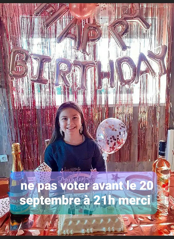 Ilona a rejoint le concours — aidez-le/la à gagner de superbes lots ! advertising, art, banner, beauty, cool, event, font, graphic_design, graphics, happy, hoodie, joy, logo, magenta, person, photo_caption, room, signage, sleeve, smile