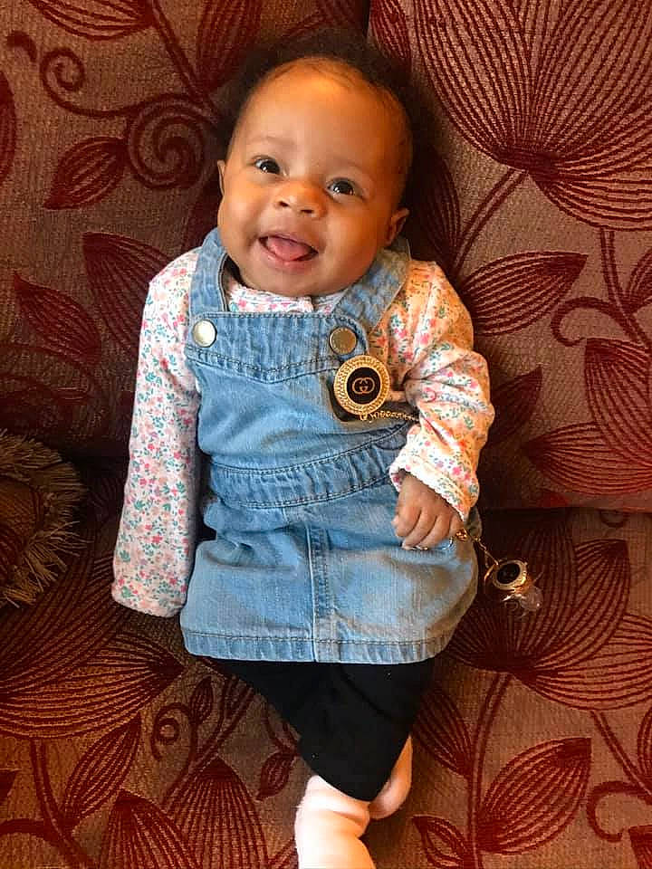 Iylah is registered to the contest to win money with this photo: baby, cheek, child, child_model, cool, denim, jacket, jeans, outerwear, person, sitting, sleeve, smile, standing, toddler