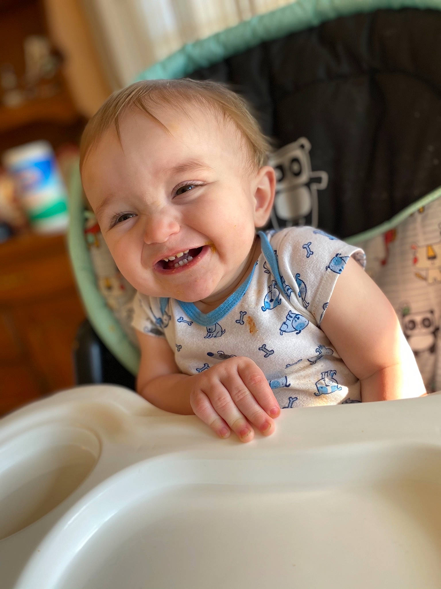 Leslie joined the competition — help win amazing prizes! baby, baby_grabbing_for_something, baby_laughing, baby_products, baby_toddler_clothing, cabinetry, child, ear, iris, joy, laugh, mouth, person, toddler, tongue, tooth