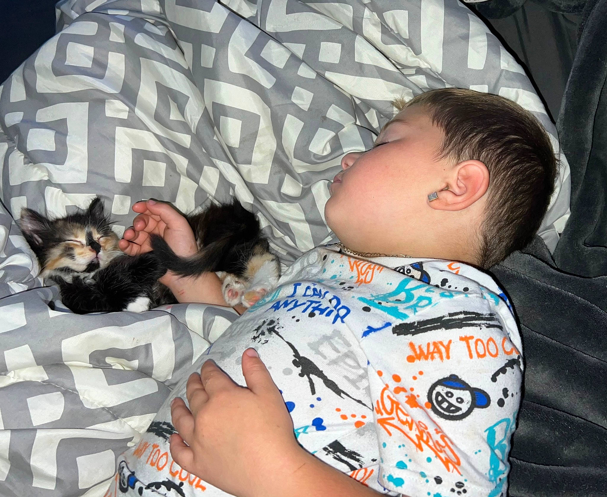 Dawson joined the competition — help win amazing prizes! baby, carnivore, comfort, companion_dog, cool, couch, dog, dog_breed, ear, fawn, felidae, hairstyle, happy, lap, mammal, person, small_to_medium_sized_cats, t_shirt, textile, toddler