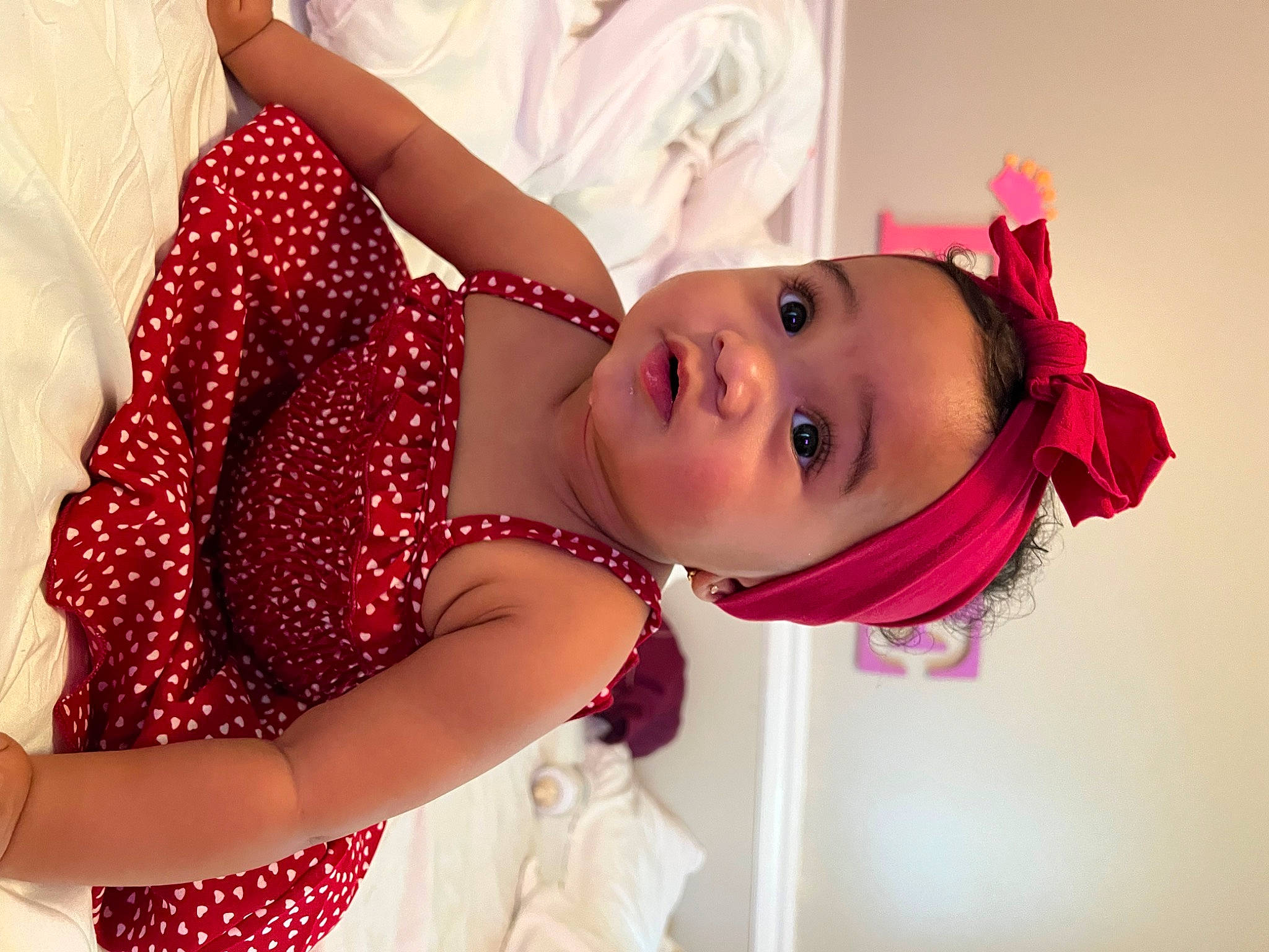 Elise joined the competition — help win amazing prizes! arm, baby, baby_toddler_clothing, child, dress, event, eyelash, happy, hat, jewellery, lip, magenta, nail, pattern, peach, person, pink, plant, skin, textile