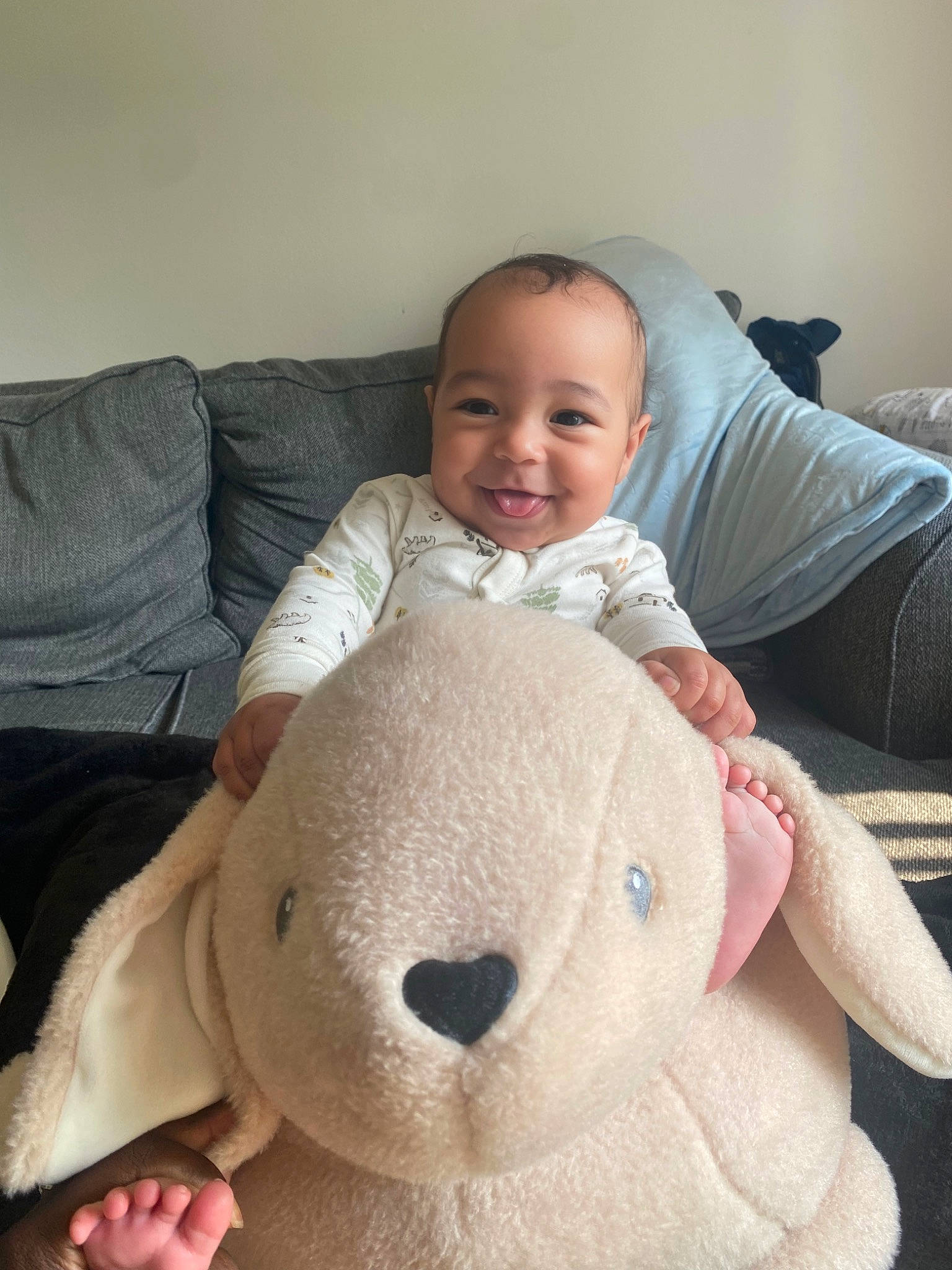Messiah joined the competition — help win amazing prizes! baby, baby_safety, baby_sleeping, baby_toddler_clothing, cheek, child, comfort, eye, face, facial_expression, happy, head, joy, linens, nose, person, skin, sleeve, smile, teddy_bear