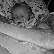 Djulyana a rejoint le concours — aidez-le/la à gagner de superbes lots ! baby, bed, black_and_white, blanket, child, comfort, cozy, cushion, face, head, indoors, infant, pacifier, peaceful, pillow, portrait, rest, sleeping, soft, young
