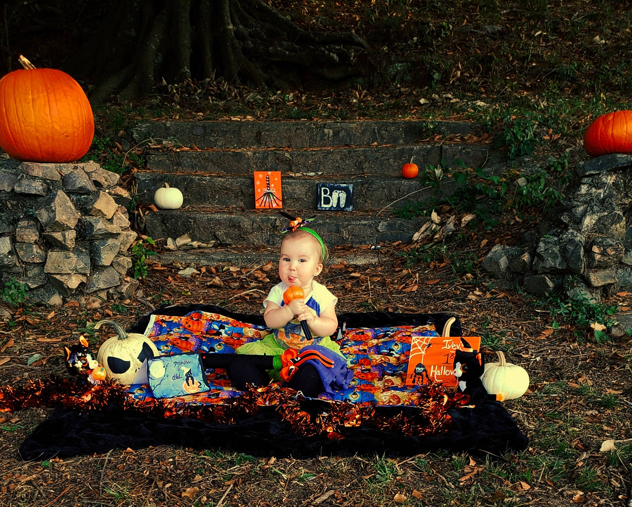 Ivey joined the competition — help win amazing prizes! child, leaf, person, plant, play, pumpkin, sitting, tints_and_shades, toddler, tree, winter_squash