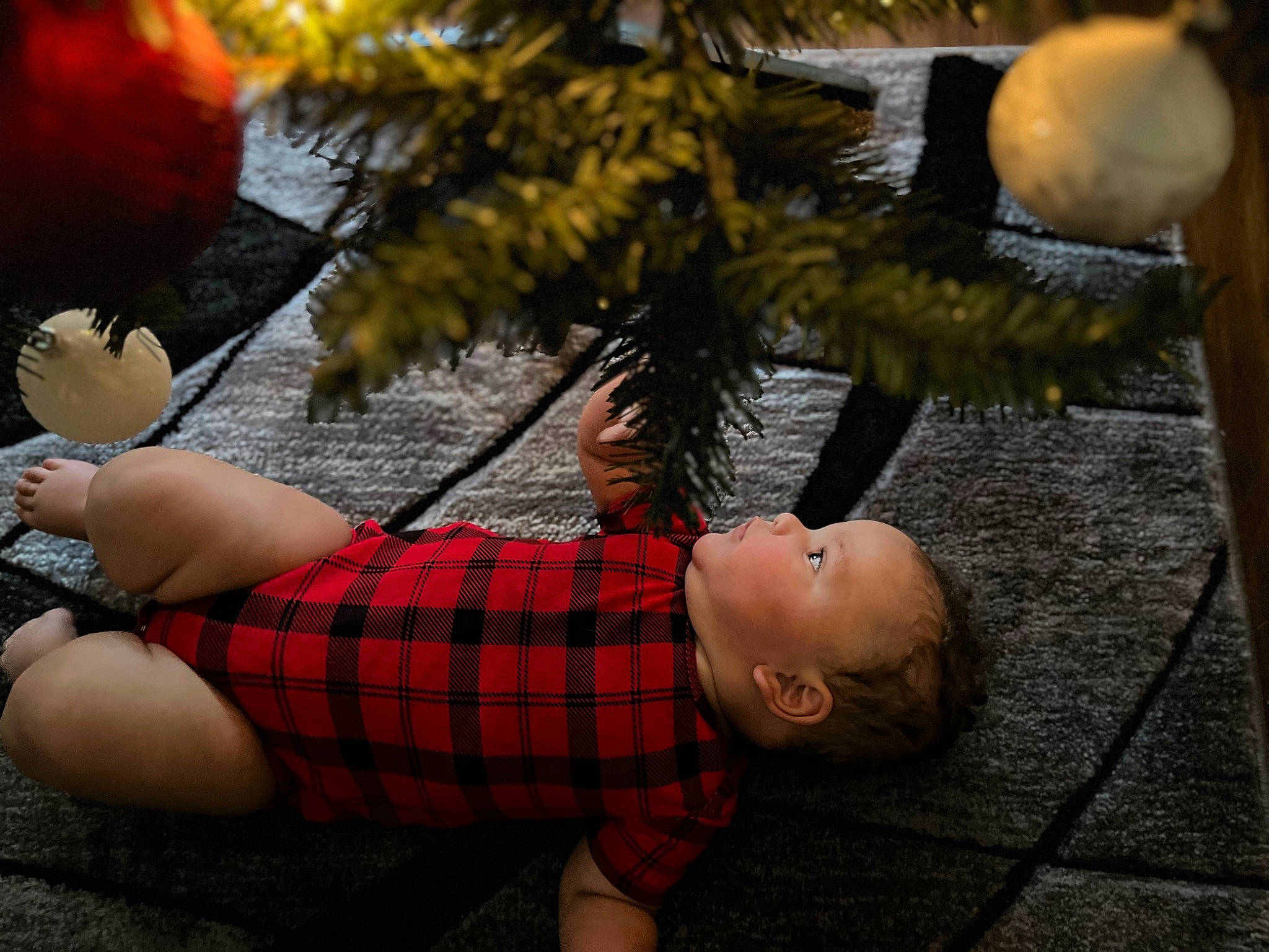 Amoni joined the competition — help win amazing prizes! christmas, christmas_decoration, christmas_ornament, conifer, doll, event, fun, grass, happy, ornament, pattern, people_in_nature, person, plaid, plant, tartan, toddler, toy, tree, twig
