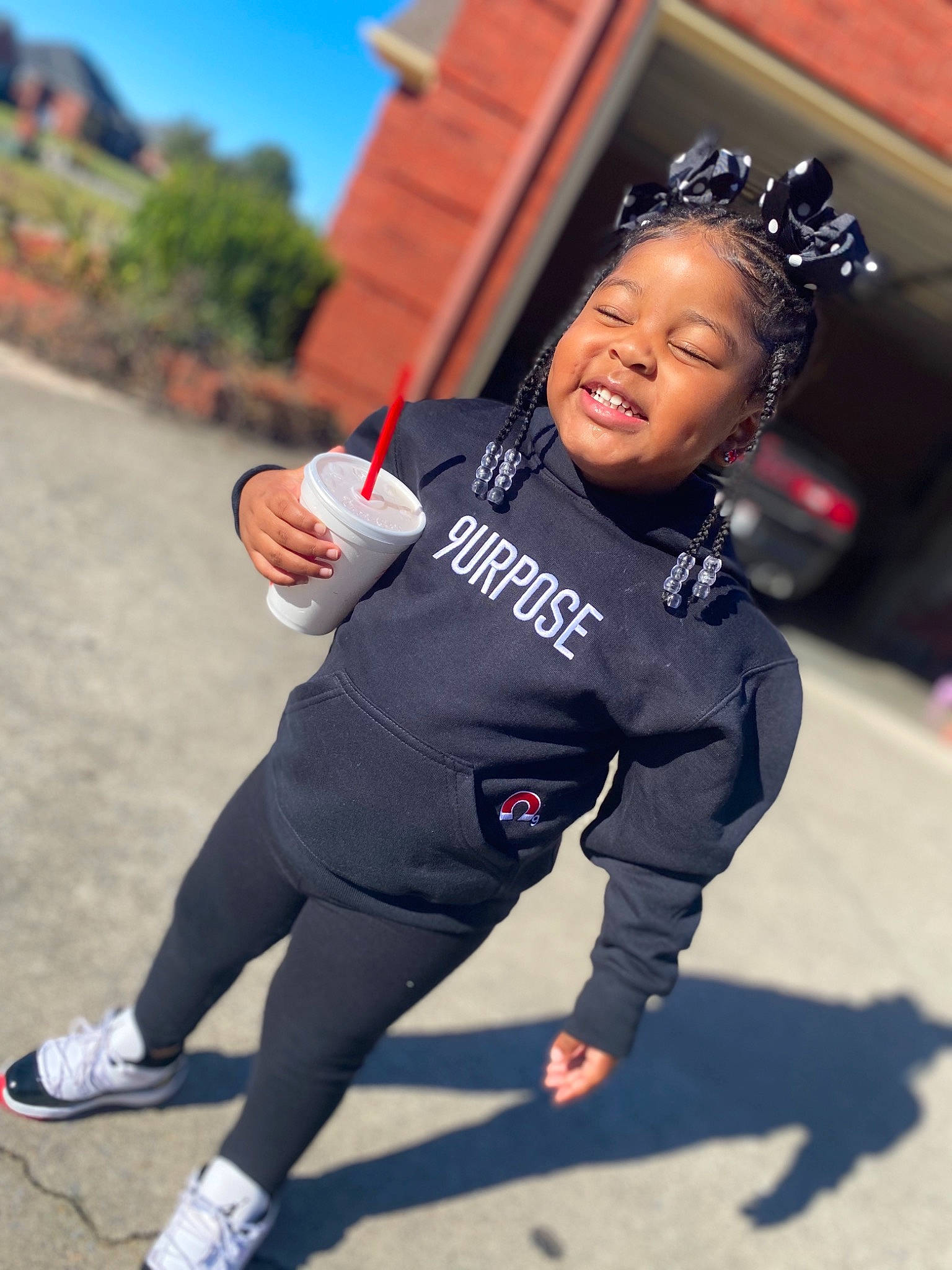 Ashlynn is registered to the contest to win money with this photo: child, cool, fun, happy, head, joint, leisure, outerwear, person, photography, physical_fitness, pink, recreation, smile, sportswear, toddler