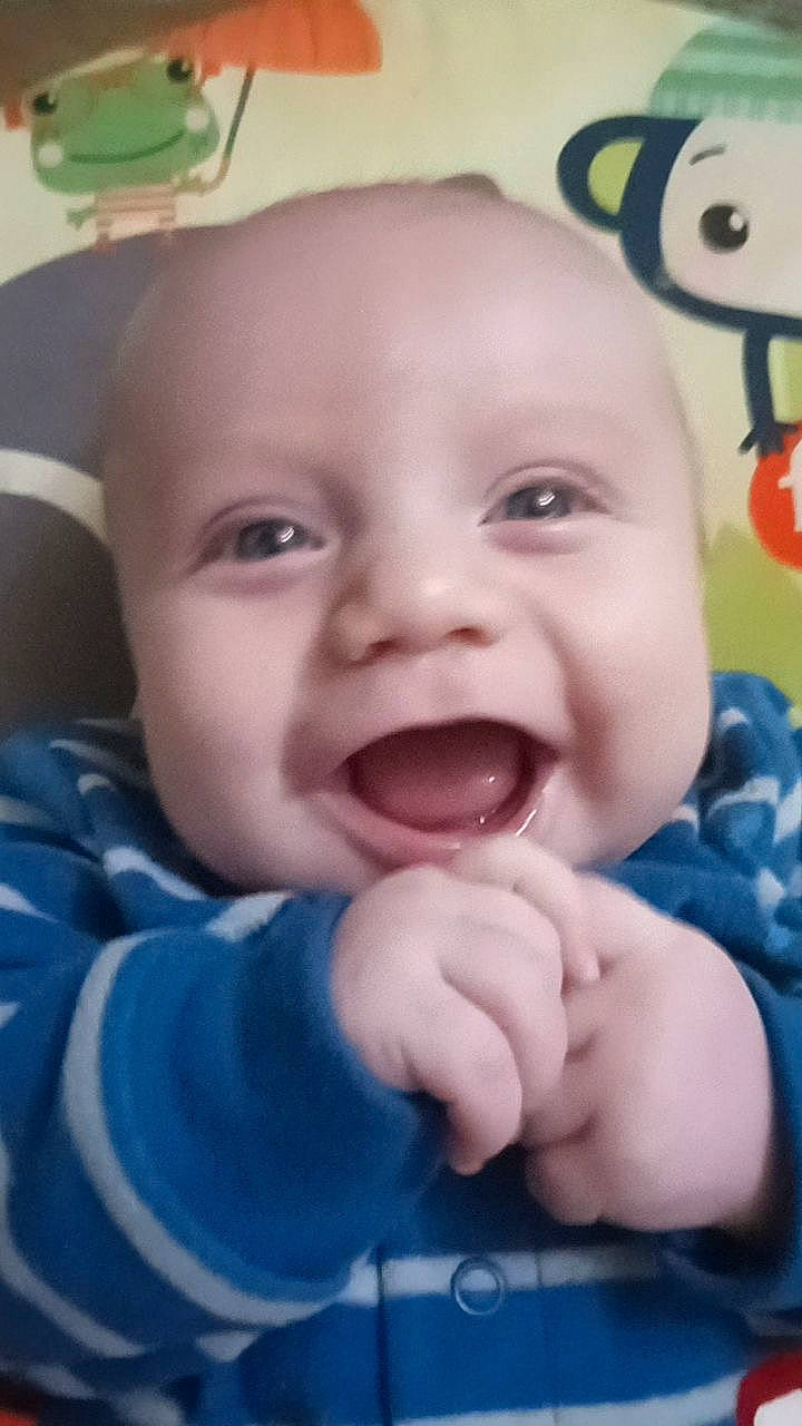 Ryder is registered to the contest to win money with this photo: baby, baby_laughing, cheek, child, chin, eye, eyebrow, eyelash, finger, fun, gesture, happy, iris, lip, mouth, nose, person, skin, smile, toddler