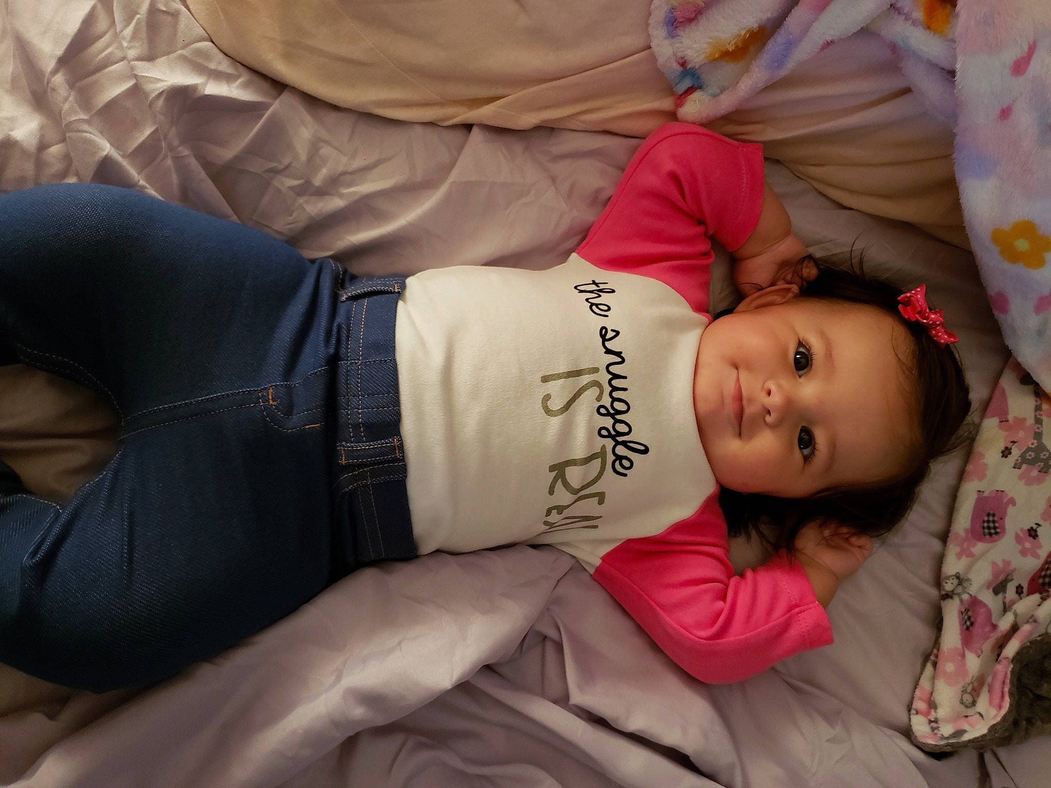 Mia Quinn is registered to the contest to win money with this photo: baby, baby_toddler_clothing, child, comfort, denim, elbow, fur, happy, human_body, linens, nap, person, portrait_photography, sitting, skin, sleep, sleeve, textile, toddler, tree