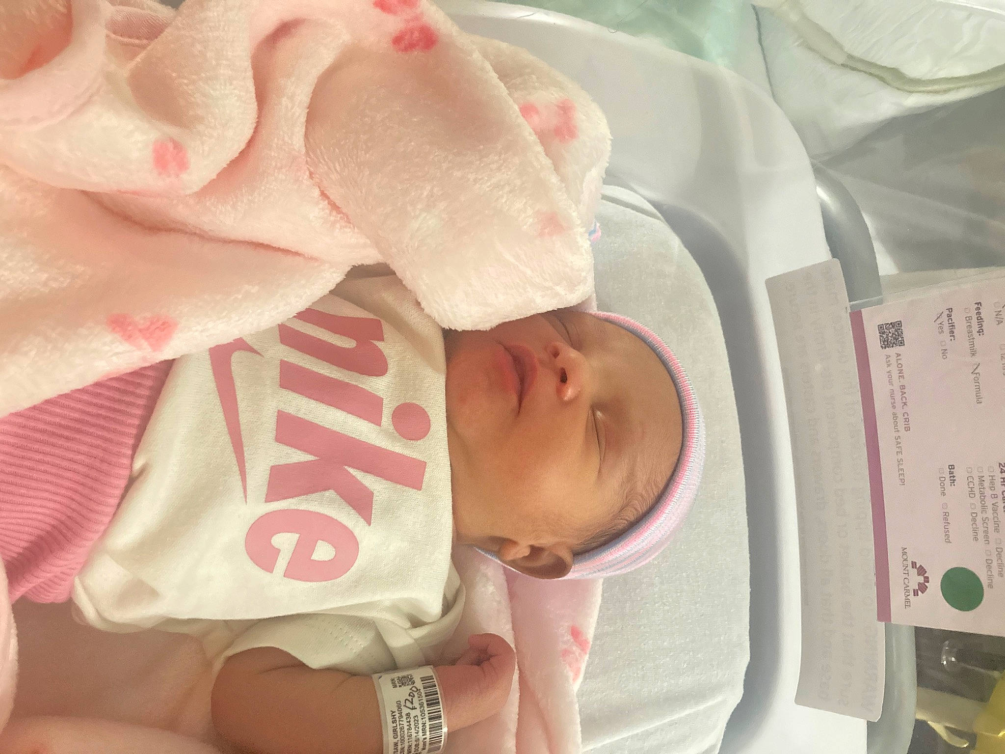 Amiyah joined the competition — help win amazing prizes! baby, baby_products, baby_safety, baby_toddler_clothing, carmine, child, comfort, finger, hand, hat, linens, nail, pattern, peach, person, pink, product, rose_family, skin, toddler