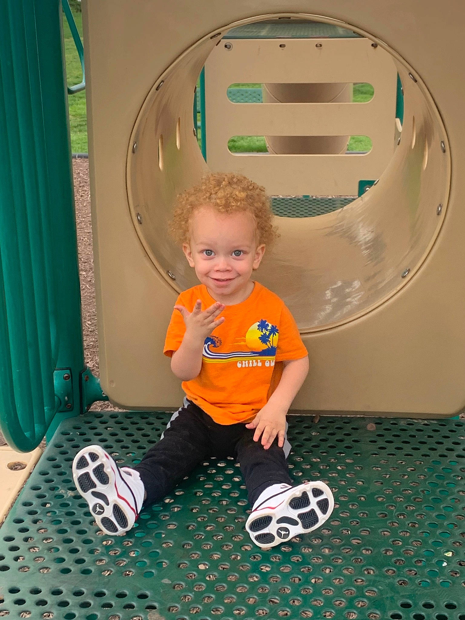 Shawn joined the competition — help win amazing prizes! baby, baby_toddler_clothing, ball, child, circle, curtain, electric_blue, flooring, football, fun, grass, green, joy, leisure, person, play, product, smile, sneakers, sports_equipment